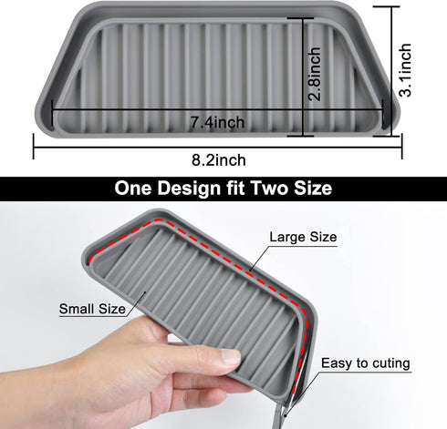 KindGa Refrigerator Drip Catcher Tray,Protector Ice and Water Dispenser Pan,Fridge Spills Water Pad Catch Basin for Drainage (Rectangular,Grey)