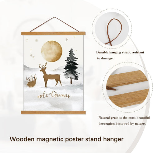 Artmag Magnetic Poster Hanger Frame, 27x40 Light Wood Wooden Magnet Canvas Artwork Print Poster Hangers