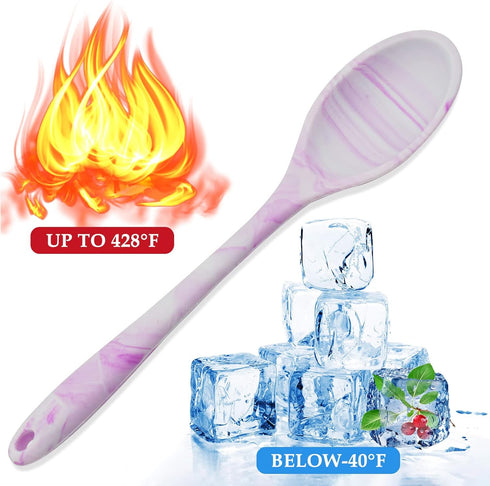 4 Pcs Silicone Spoons for Cooking, 10.6'' Large Mixing Spoon Set for Stirring, Mixing, Serving