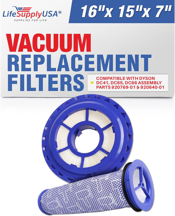 LifeSupplyUSA HEPA Filter Kit Replacement for Dyson DC41, DC65, DC66 - Post-Motor & Pre-Motor Filters Assembly Parts
