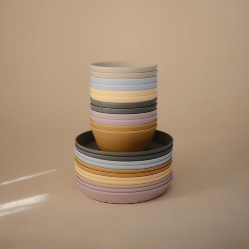 mushie Round Dinnerware Bowls for Kids, Set of 2 Made in Denmark (Powder Blue)