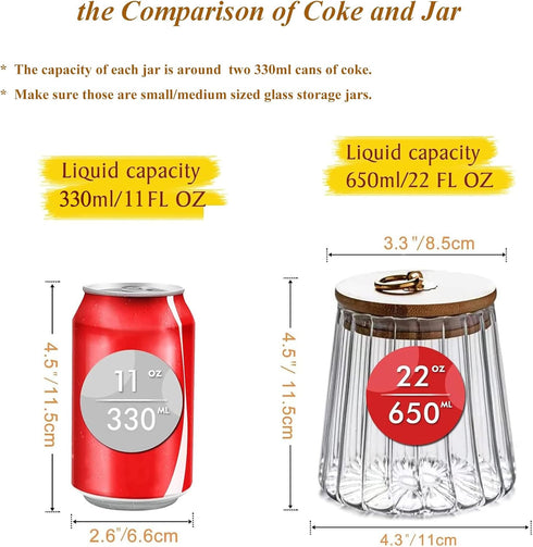 22 OZ 650ml Viovian Glass Storage Jar with Lid and Spoon FL Clear Candy Glass Canister Cute Decorative Jars for Food