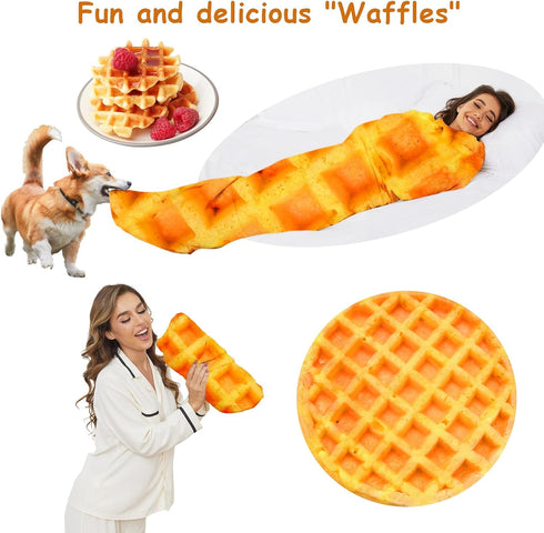 71 inchs Waffles Blanket, Tortilla Blanket for Adults and Kids, Funny Food Throw Blanket, Novelty Gifts for Everyone
