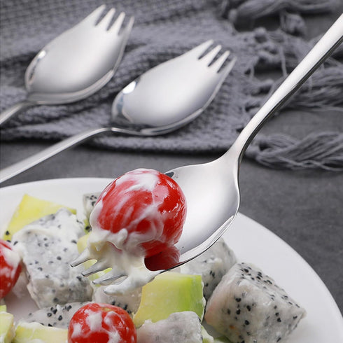 IQCWOOD Sporks Stainless Steel - 8 Pack 18/10 Spork, 7.4 Inches Long Handle Dessert Forks