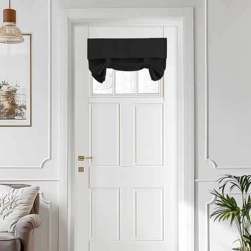 Small Door Curtain Privacy Thermal Insulated Blackout Curtain, 1 Panel for Small Window/Front Door, W26 x L20, Black