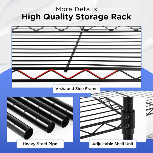 FDW 3-Shelf Adjustable Storage Shelves - Wire Shelving Unit Metal Shelves Storage Shelf, 13" D x 23" W x 30" H