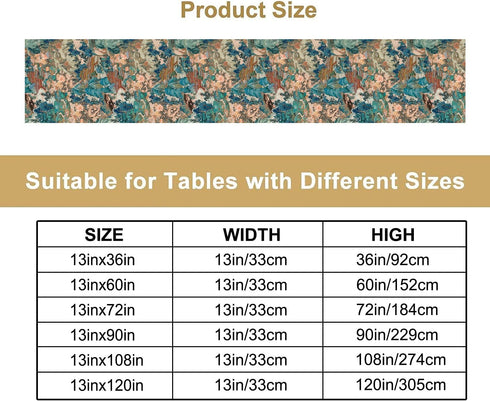 Nitmbi 13x36inch China Table Runner,Chinese Style Landscape Painting Pattern Table Runner for Coffee Table Dining Room