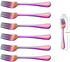 Kyraton 6 Pieces Rainbow Dinner Fork Set - Stainless Steel 8.17 Inch Colorful Titanium Plating Silverware