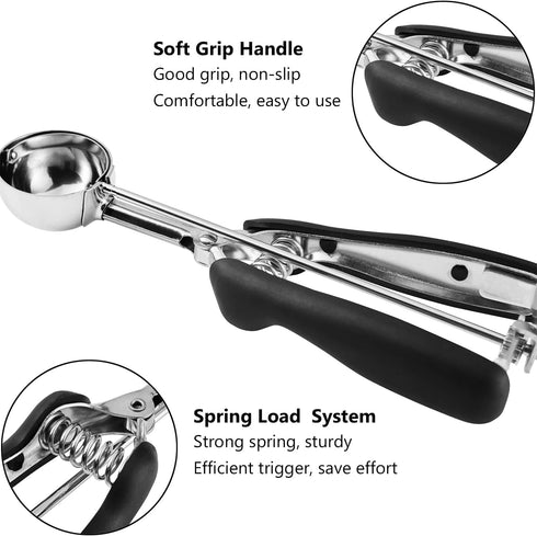 Medium Cookie Scoop, 2 Tablespoon for Baking, Spring-Loaded Cookie Dough Scoop with Comfortable Grip