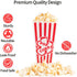 Plastic Popcorn Containers, Red & White Striped Retro Style Reusable Popcorn Boxes for Movie Night, 4”x8” (4 Pack)
