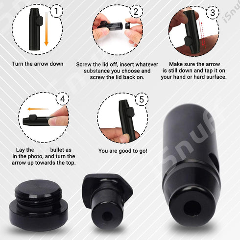 iSnuff Travel Storage Box, Discreet Compact Spice Dispenser, 2Pcs Bullet Style Set (L and XL)