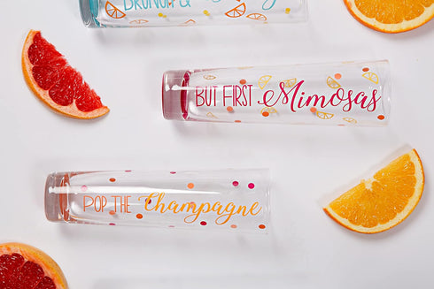 Pavilion Gift Company Clear Pop Champagne Flute, 8 oz, Yellow, Orange