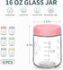6-Pack 16oz Xyptorix Overnight Oats Containers with Airtight Lids - Glass Mason Jars with Measurement Marks for Yogurt