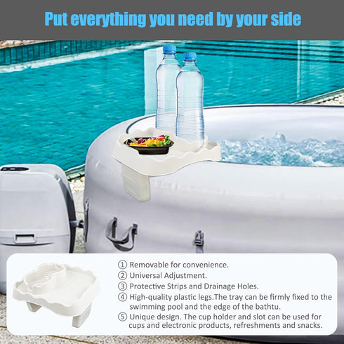 MININAI 2 Hot Tub Side Table Tray with Cup Holders, Foldable Drink Holder and Snacks Tray Outdoor Hot Tub Accessories