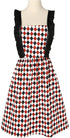 Violet Mist Cotton Linen Apron, Women Cross Back Apron with Pockets, Vintage Black and Red Argyle Pinafore Dress