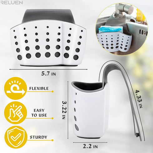 5.7 3.22 2.2" Silicone Sponge Holder For Kitchen Sink - Over The Faucet Sink Sponge Holder Hanging, x x Convenient Size