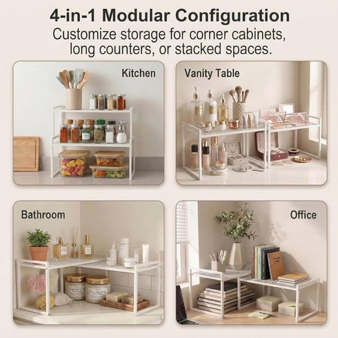 Set 2 12.6''W 44 LBS Counter Countertop of Cabinet Organizers Load Capacity Heavy Duty Kitchen Pantry Shelves Storage