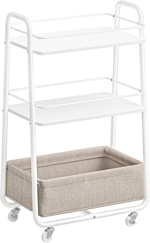 VASAGLE LILEA Collection - Storage Cart with Fabric Basket, 3-Tier Rolling Utility