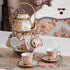CHANJOON Set, Set 6 Gold Plated Red Rose Ceramic Tea Vintage Teapot, Beautiful Tea Coffee Serving People (Golden