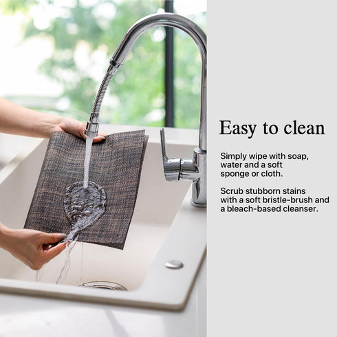 onebento Set 4 Placemats of - Easy Clean Woven Vinyl Placemats for Dining Table, Indoor/Outdoor Place Mats, Washable