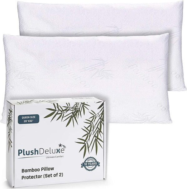 Premium Standard Waterproof Pillow Protector Covers 20''x 28'', Set of 2, Zippered Pillowcase