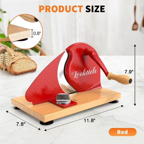 LockTide Manual Bread Slicer for Homemade Sourdough Bread, Hand Crank Bread Slicer With Scale Line, Suction Cup