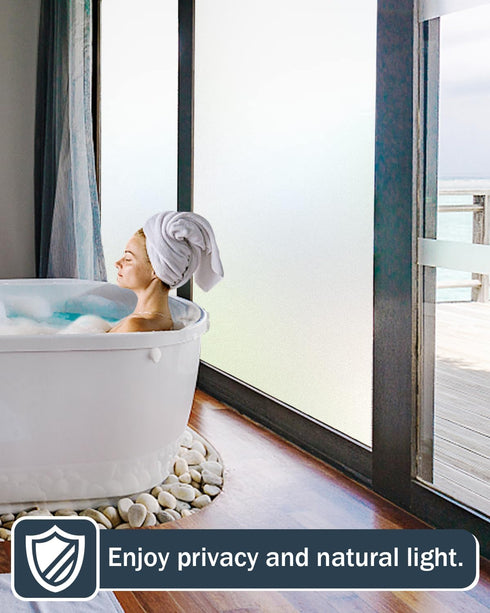 Frosted Glass Window Privacy Film with Installation Tools, Removable, Static Cling, Heat Control, UV Protection