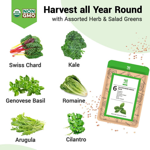8 600+ Herb & Salad Greens Seed Pods for All Hydroponics Growing Systems, Pods with Seeds of Basil, Cilantro, Romaine