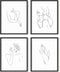 RipGrip Minimalist Line Art Prints Set of 4, Aesthetic Black and White Wall Art Painting (Unframed, 11x14)