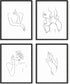 RipGrip Minimalist Line Art Prints Set of 4, Aesthetic Black and White Wall Art Painting (Unframed, 11x14)