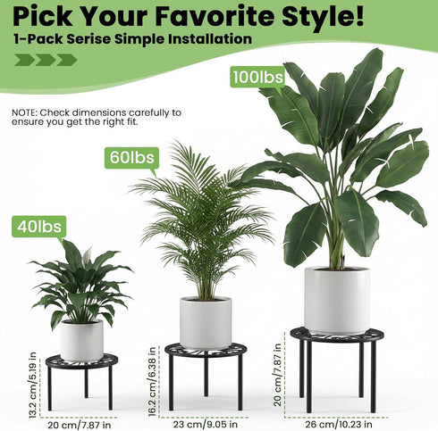 7.9-inch TOSKING Heavy Duty Metal Plant Stand - Decorative Round Plant Stand, Adjustable Leveling Feet & Rust-Resistant