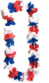 LITTLE FEATHER Red White and Blue 4th of July Party Lei, Hawaiian Luau Flower Necklace, Pack of 12