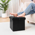 16.5"x12.6"x12.6" B FSOBEIIALEO Folding Storage Ottoman Cube, Faux Leather Footrest Seat Coffee Table, Black