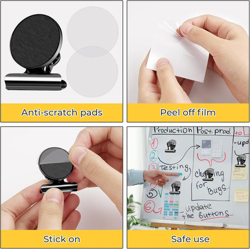 20 Pack Magnetic Clips for Refrigerator, Black Magnet Clips for Whiteboard, Photo Displays, Home, Office, Classroom