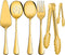 XEVOM 6-Piece Stainless Steel Serving Utensil Set, Includes Serving Spoon, Slotted Spoon, Fork, Tong