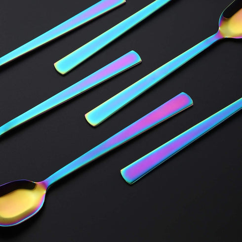 6.4-inch, Set 6 GoGeiLi Yogurt Spoon, Stainless Steel Gelato/Ice Cream Spoon, Rainbow Fruit Dessert Spoon