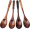 4pc Handmade Japanese Style Wooden Soup Spoons with Tied Line on Handle