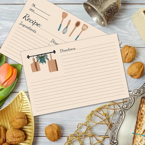YOJO Handcrafted Recipe Box: Wooden Recipe Box with 50 Double Sided 4x6 Recipe Cards and 6 Dividers