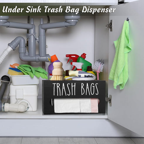 4-8-gallon Countertop, DRASTAR Trash Bag Dispenser, Trash Bag Holder Wall Mount, Wooden Trash Bag Holder for Trash Bags