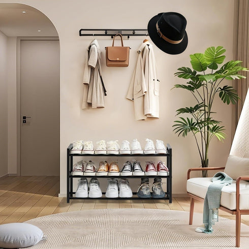 Closet 3 Expandable Shoe Rack Small Shoe Storage Narrow Shoe Racks Metal Show Rack Slim Shoe Shelf for Entryway