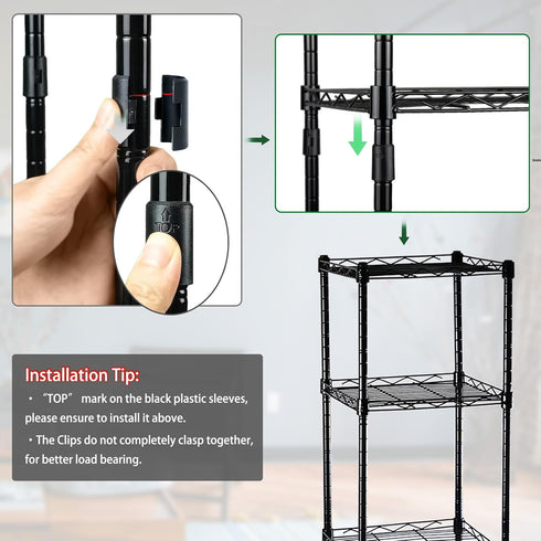 HESESOH 5-Wire Closet 11.8" 11.8" 50.5" Shelving Adjustable Shelves, Standing Storage Shelf for Laundry Bathroom