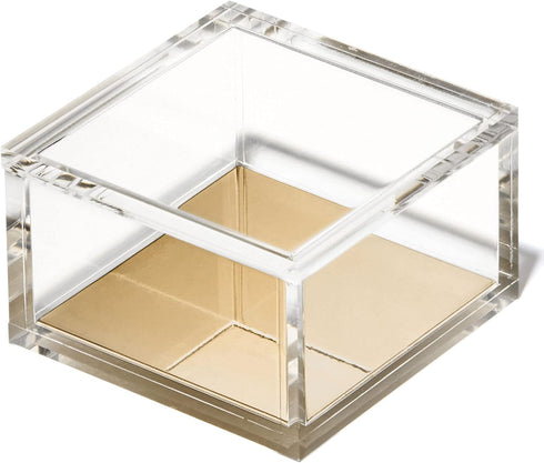 OfficeGoods Acrylic Desk Organizer – Elegant Odds & Ends Box with Gold Base for Home, Office, Kitchen, Bathroom - Small