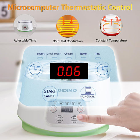 Yogurt Maker, Greek Yogurt Maker with Timer Control and Strainer, Electric Portable Yogurt Maker for Yogurt, Cheese,
