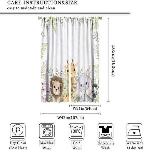 SGLyuliang 42x63 Inches, 75% Nursery Curtains Jungle Safari Theme with Giraffe Print, Kids Room Classroom Decor