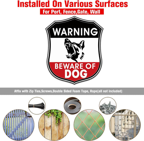 Zonon 2 Pcs Beware of Dog Sign for Fence - 10 x 8.5 Inch Reflective Aluminum Warning Sign for Home, Yard