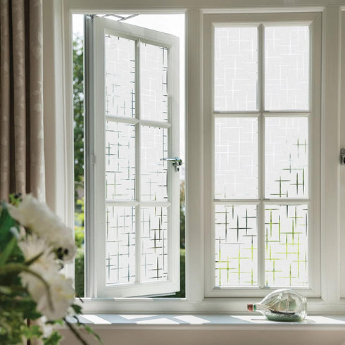 Finnez Frosted Window Film Non-Adhesive, Frosting Privacy Film for Glass Windows, Self Static-Cling Decorative