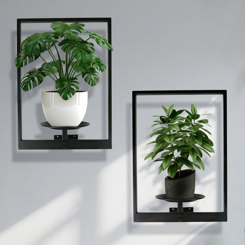 SUNLITOPTO Plant Wall Shelf, Metal Modern Style Frame, Picture Wall Plant Holder, Plant