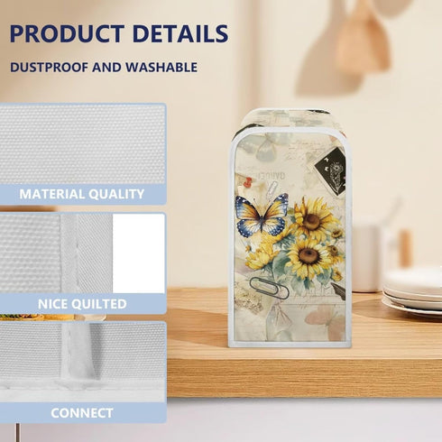 Can Opener Cover, Dust Protection Stain Resistant Kitchen Appliance Cover, Washable for Women Gift, Butterfly Sunflower