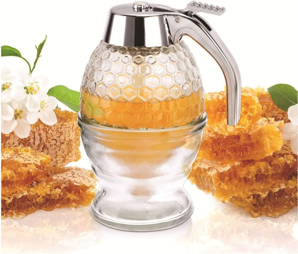 Zyntrytong Honey Dispenser,Honey Dispenser No Drip,ABS Honey Pot with Stand, Maple Syrup Honey