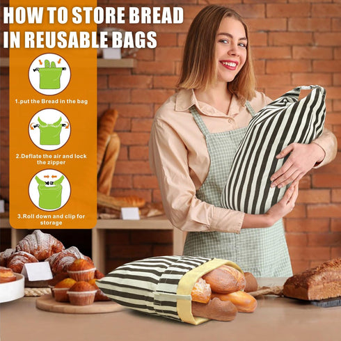 Mosucoirl 2 Pack, Beeswax Bread Bags Reusable Bread Storage Boxes for Homemade Sourdough, Cotton Food Bags Loaf